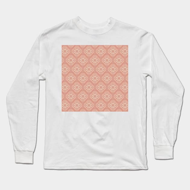 Retro Floral Geometric Tile / Blush Pink Long Sleeve T-Shirt by matise